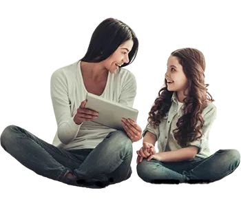 Mother and daughter choosing an online figure skating training plan