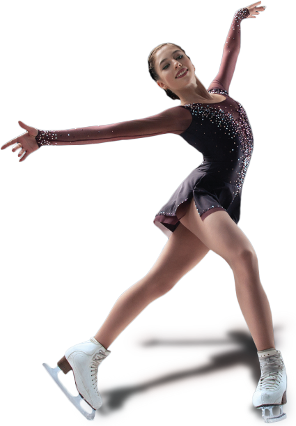 Young figure skater performing a spin on ice